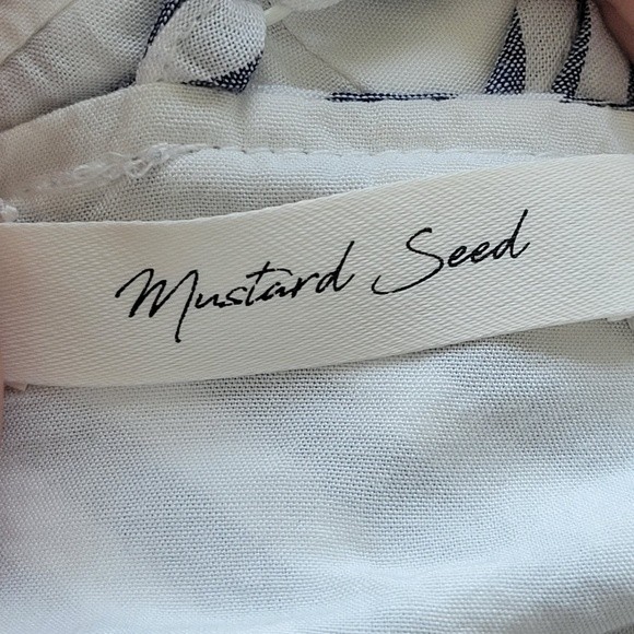 Mustard Seed | Striped Hi-Low Midi Slip Dress Blue White Size M - Picture 9 of 11